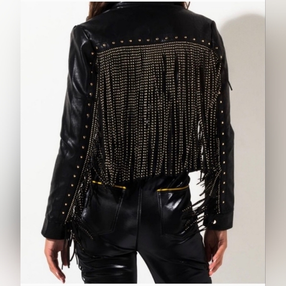 AZALEA WANG Jackets & Blazers - Azalea Wang Ravenswood Fringe Back Moto Jacket Size Medium